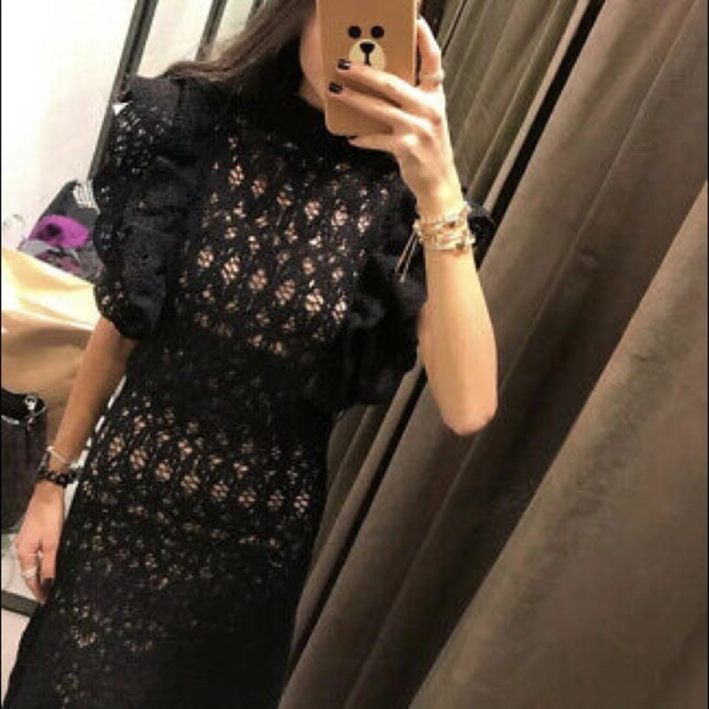 Zara textured ruffle dress - Picture 4 of 7